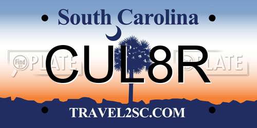 CUL8R South Carolina License Plate