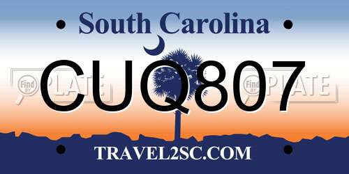 CUQ807 South Carolina License Plate