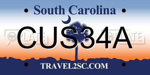 CUS34A South Carolina License Plate