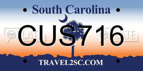 CUS716 South Carolina License Plate