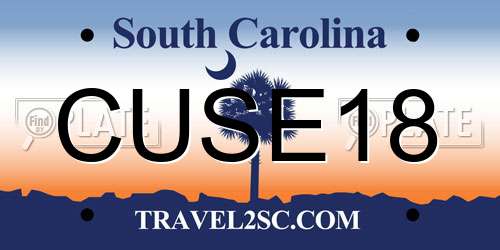 CUSE18 South Carolina License Plate