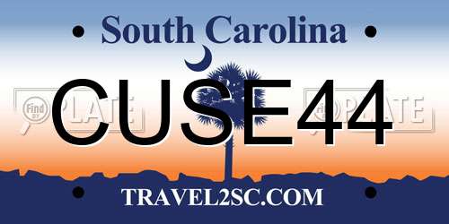 CUSE44 South Carolina License Plate