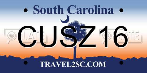 CUSZ16 South Carolina License Plate