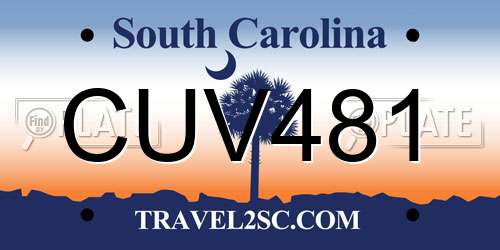 CUV481 South Carolina License Plate
