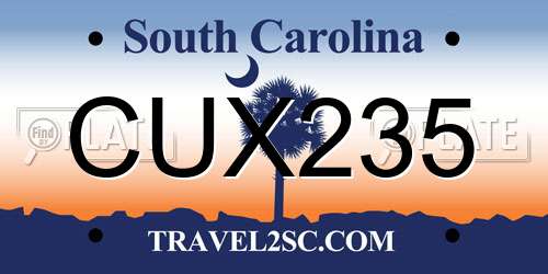 CUX235 South Carolina License Plate