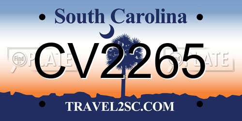CV2265 South Carolina License Plate