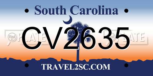 CV2635 South Carolina License Plate