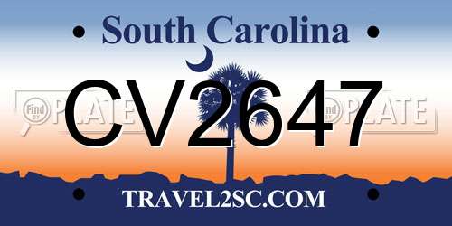 CV2647 South Carolina License Plate