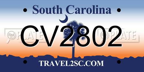 CV2802 South Carolina License Plate