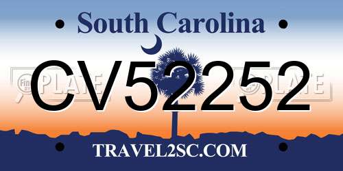 CV52252 South Carolina License Plate