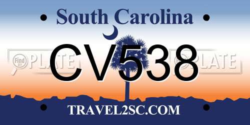 CV538 South Carolina License Plate