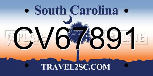 CV67891 South Carolina License Plate