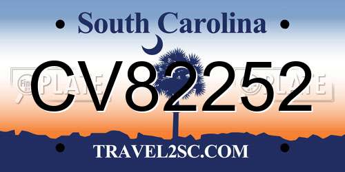 CV82252 South Carolina License Plate