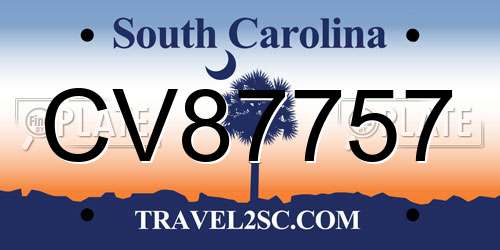 CV87757 South Carolina License Plate