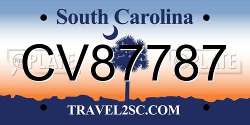 CV87787 South Carolina License Plate