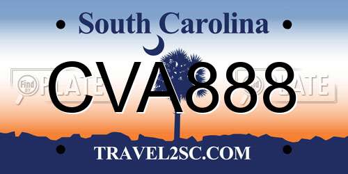 CVA888 South Carolina License Plate