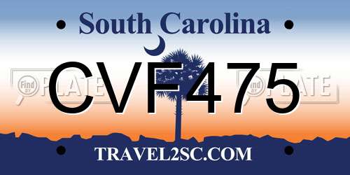 CVF475 South Carolina License Plate
