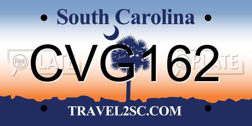 CVG162 South Carolina License Plate