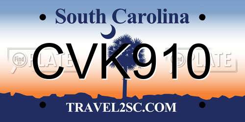 CVK910 South Carolina License Plate