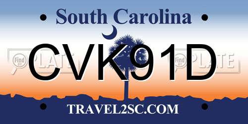 CVK91D South Carolina License Plate