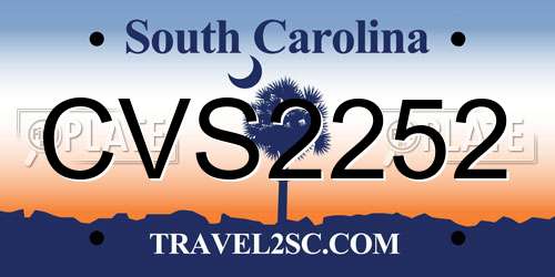 CVS2252 South Carolina License Plate