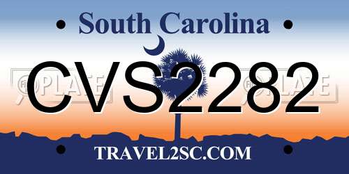 CVS2282 South Carolina License Plate