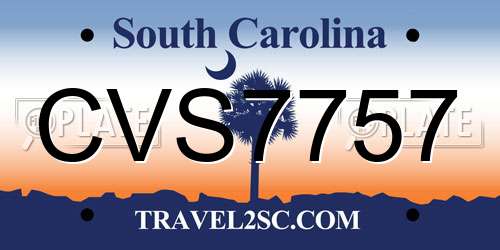 CVS7757 South Carolina License Plate