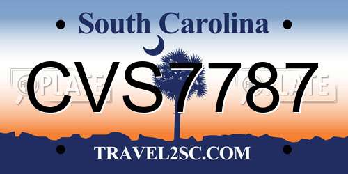 CVS7787 South Carolina License Plate