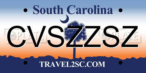 CVSZZSZ South Carolina License Plate