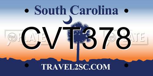 CVT378 South Carolina License Plate