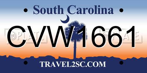 CVW1661 South Carolina License Plate