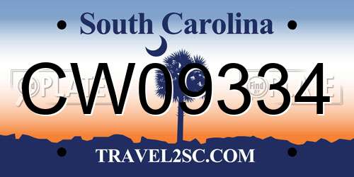 CW09334 South Carolina License Plate