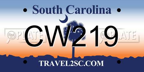 CW219 South Carolina License Plate