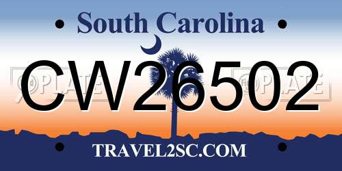 CW26502 South Carolina License Plate