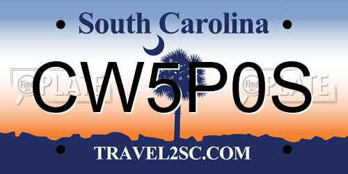 CW5P0S South Carolina License Plate