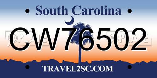 CW76502 South Carolina License Plate