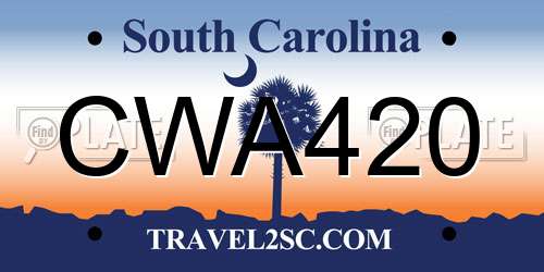 CWA420 South Carolina License Plate