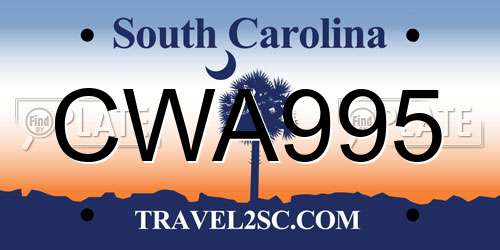 CWA995 South Carolina License Plate