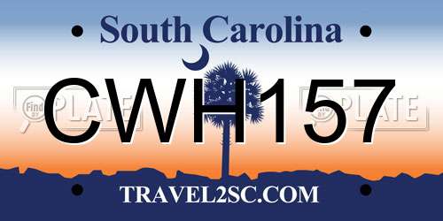 CWH157 South Carolina License Plate
