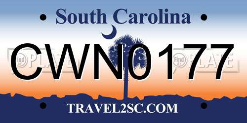 CWN0177 South Carolina License Plate