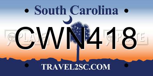 CWN418 South Carolina License Plate