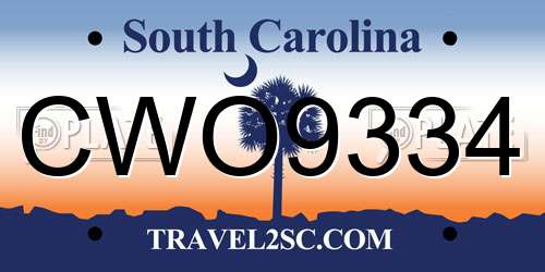 CWO9334 South Carolina License Plate