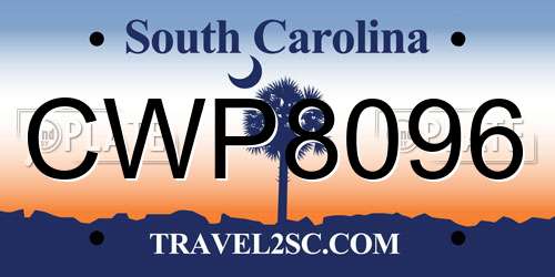 CWP8096 South Carolina License Plate