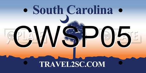 CWSP05 South Carolina License Plate