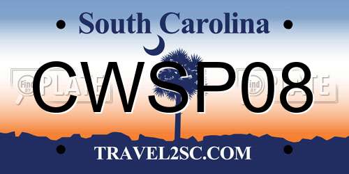 CWSP08 South Carolina License Plate