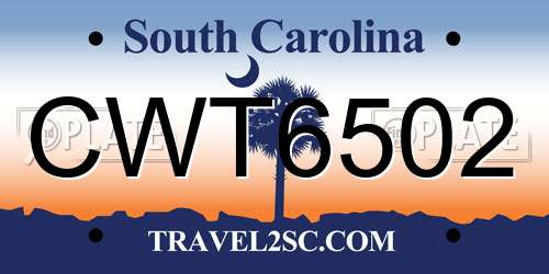 CWT6502 South Carolina License Plate
