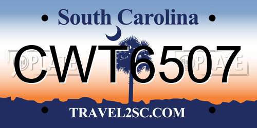 CWT6507 South Carolina License Plate