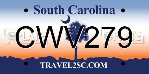 CWV279 South Carolina License Plate