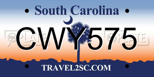 CWY575 South Carolina License Plate
