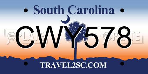 CWY578 South Carolina License Plate